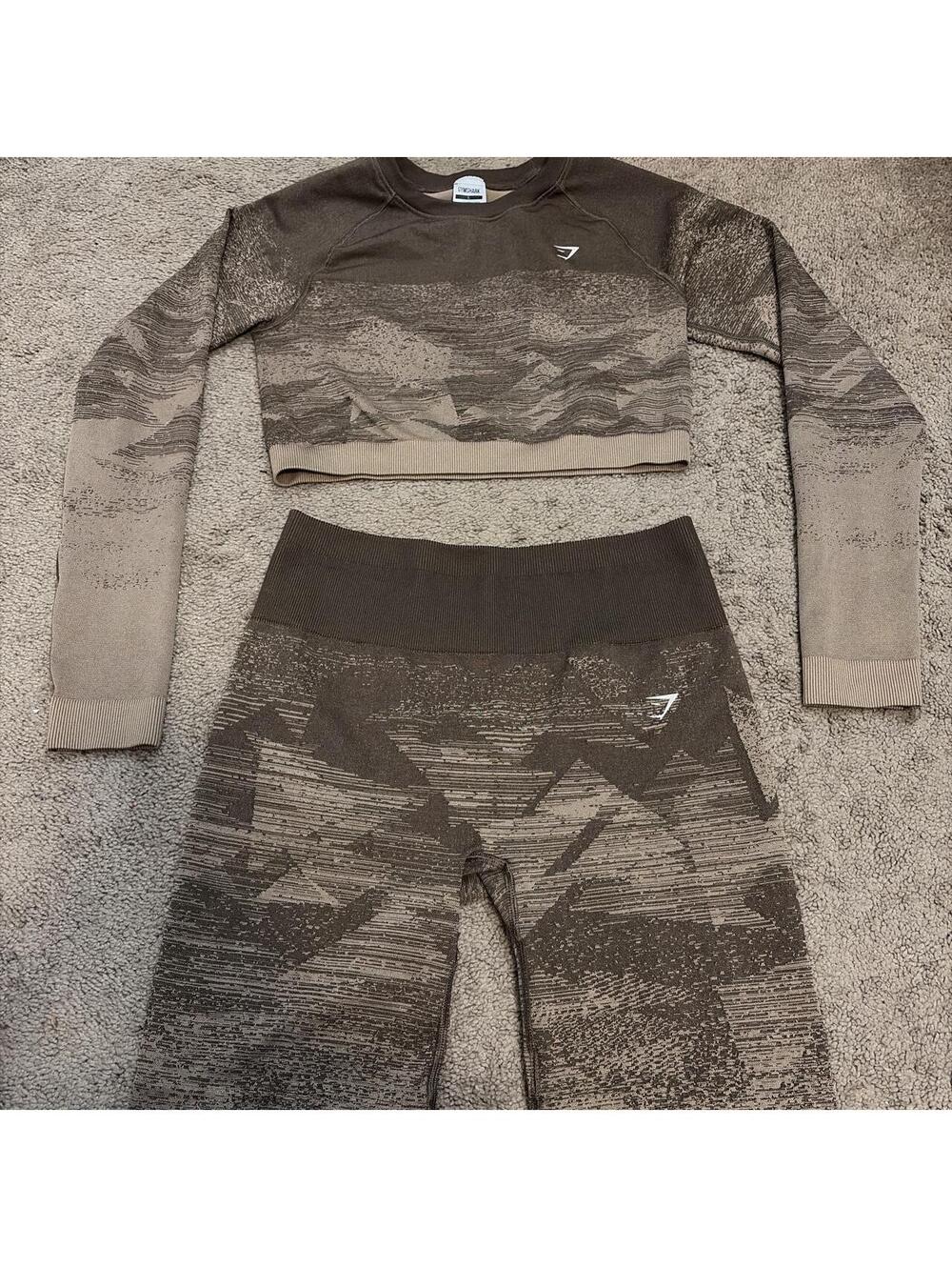 Gymshark Women's Brown and Grey Legging